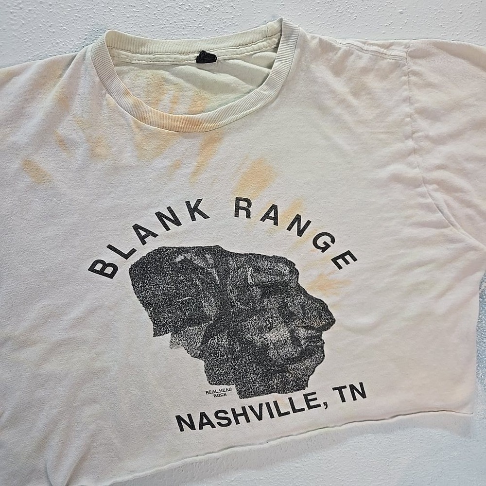 Blank Range Nashville TN Band T-Shirt M Women White Cropped Raw Hem Tie Dye Tee